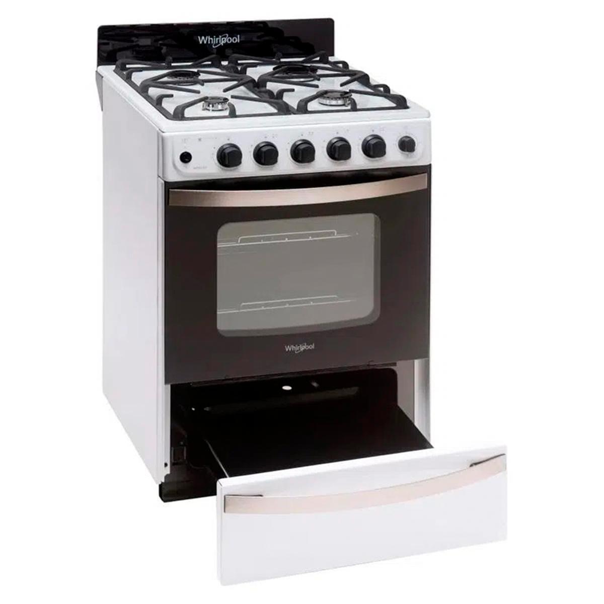 Cocina Whirlpool 55cm Blanca Rejillas de Hierro Fundido WFB57DIDNA